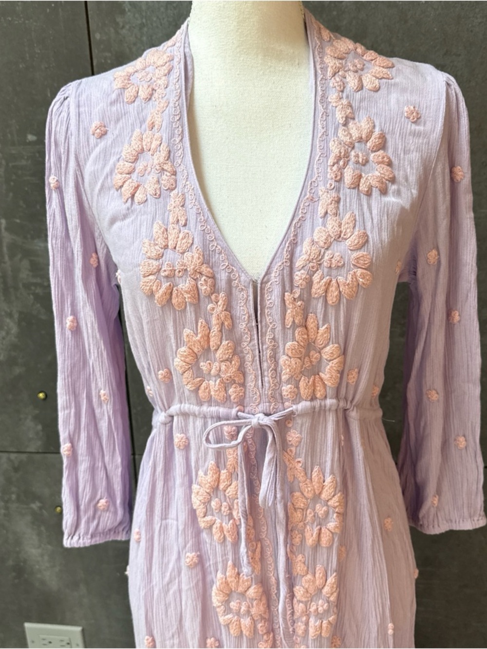 Free People Lavender Maxi Dress with Blush Embroidery - Picture 2 of 14